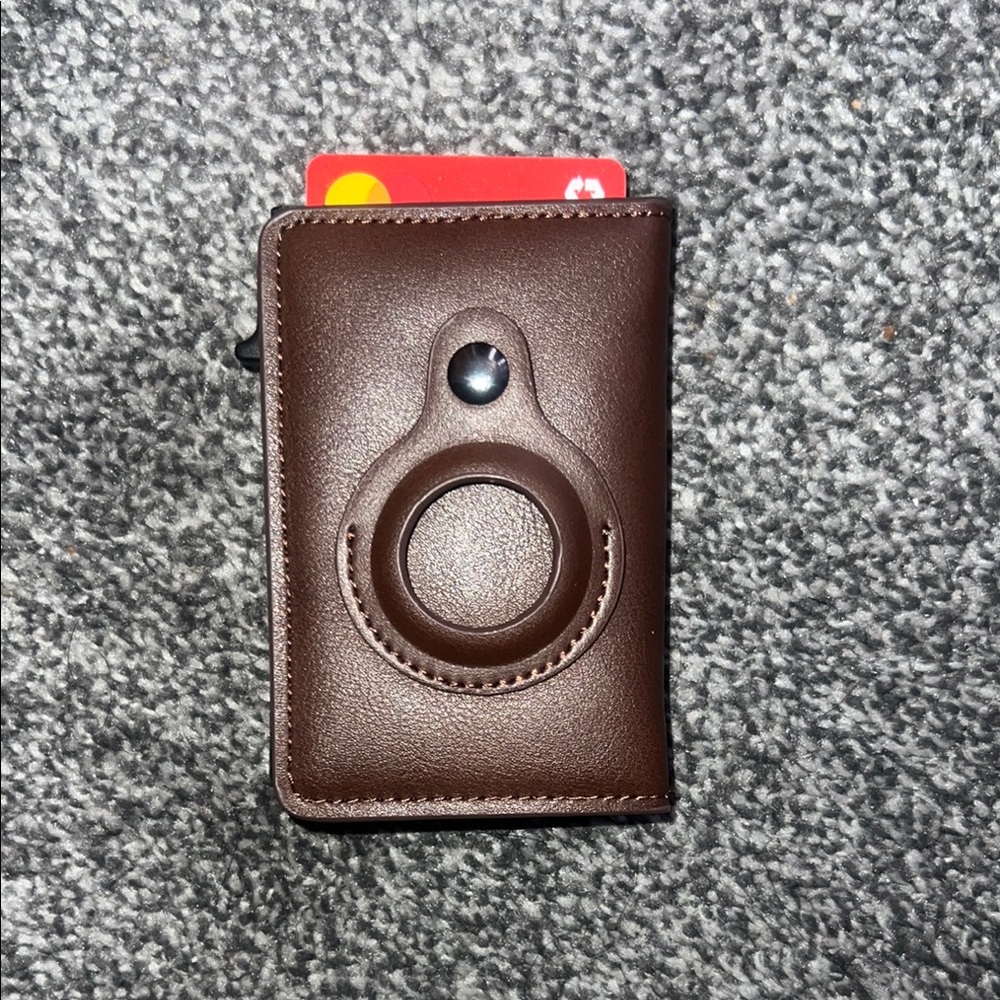 Brown Leather wallet and air tag holder